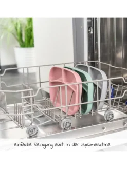 Esslern-Teller aus Silikon 2er Pack - Ro in rosa