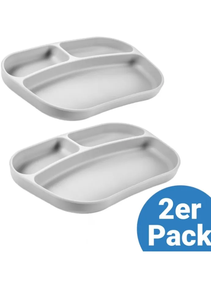 Esslern-Teller aus Silikon 2er Pack - Gr in grau