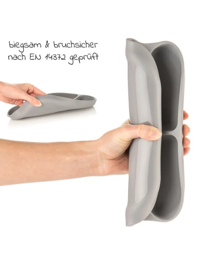 Esslern-Teller aus Silikon 2er Pack - Gr in grau