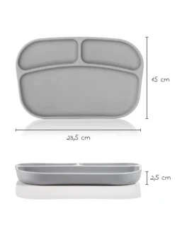 Esslern-Teller aus Silikon 2er Pack - Gr in grau
