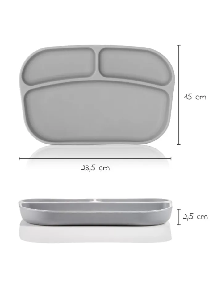 Esslern-Teller aus Silikon 2er Pack - Gr in grau