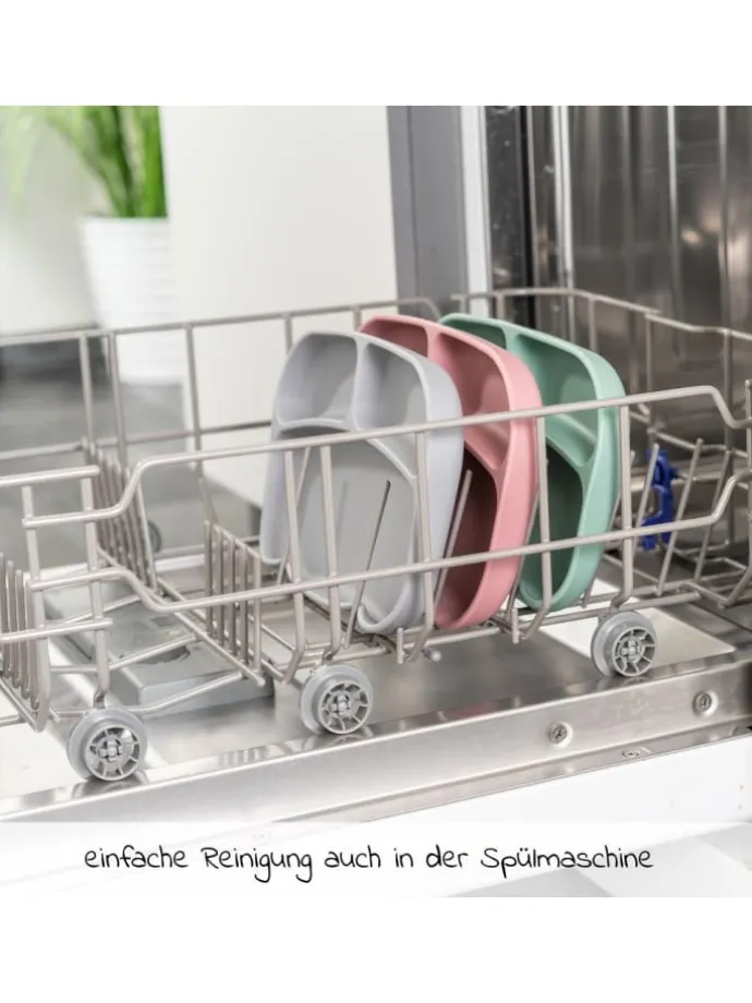 Esslern-Teller aus Silikon 2er Pack - Gr in grau