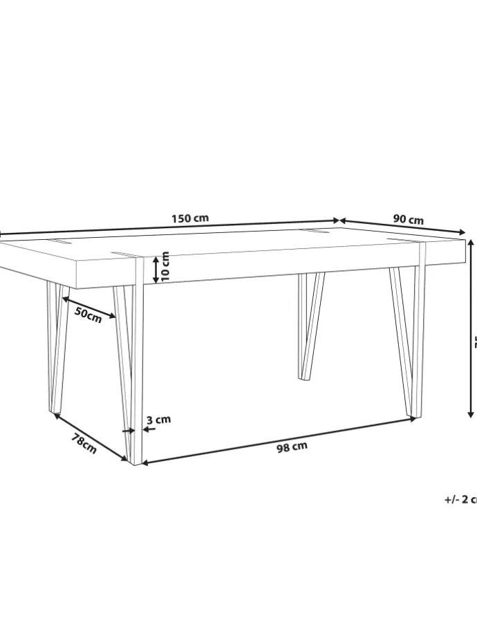 Esszimmertisch ADENA in Braun/Schwarz - (W) 90 x (H) 75 x (L) 150 cm