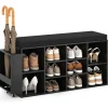 10-Fächer Schuhbank in Schwarz