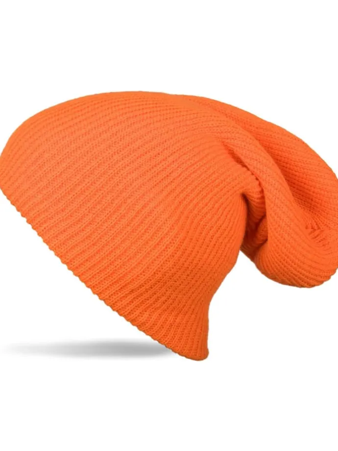 Feinstrick Beanie Mütze in Orange