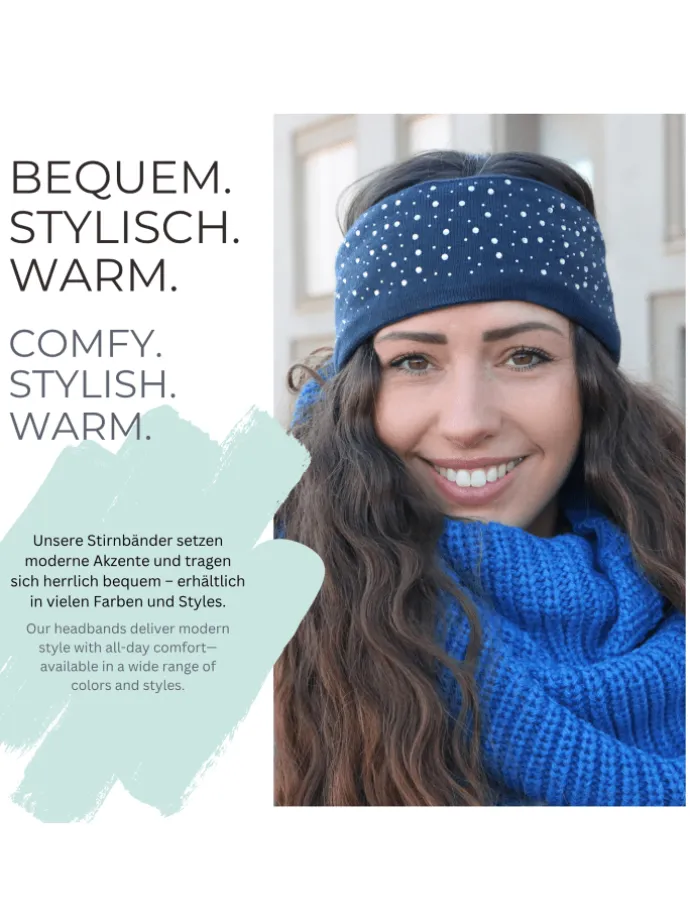 Feinstrick Stirnband in Petrol-Blau