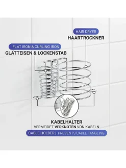 Föhn- & Glätteisenhalter in Silber - (B)21 x (H)11,5 x (T)12 cm