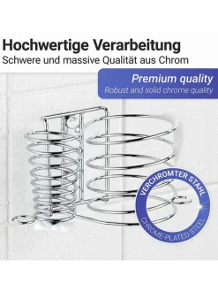 Föhn- & Glätteisenhalter in Silber - (B)21 x (H)11,5 x (T)12 cm