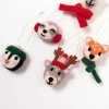 Filzkugeln "Winter Animals" in Rot/ Grau - 5 Stück