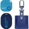 Finder Mini dunkelblau, Finder 2 hellblau, Finder 2 in Ledertasche Navy Blue