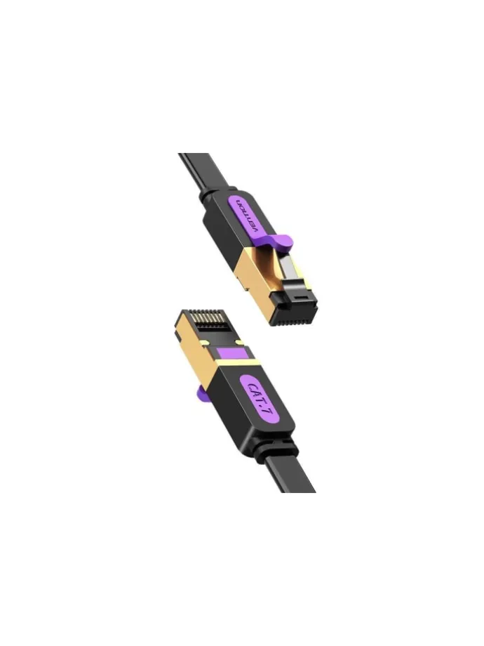 Flaches Netzwerkkabel UTP CAT7 RJ45 Ethernet 10Gbps 15m schwarz