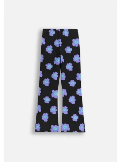 Flare-Leggings mit langem Hosenbein in schwarz