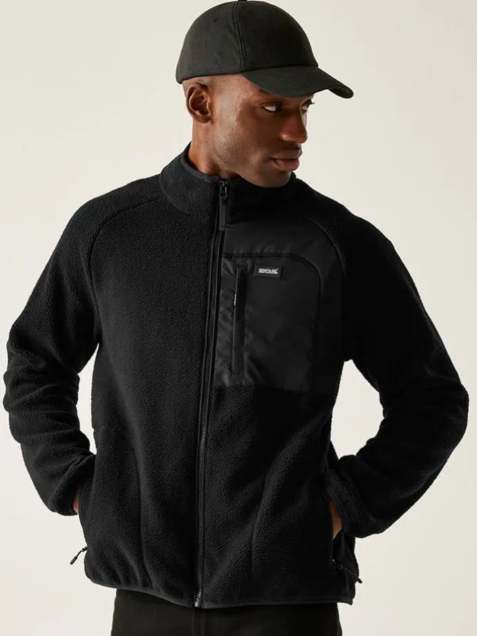 Fleecejacke "Frankie Borg" in Schwarz