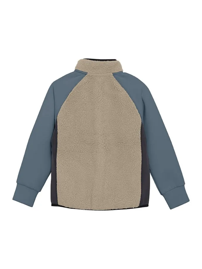 Fleecejacke in Beige/ Blau
