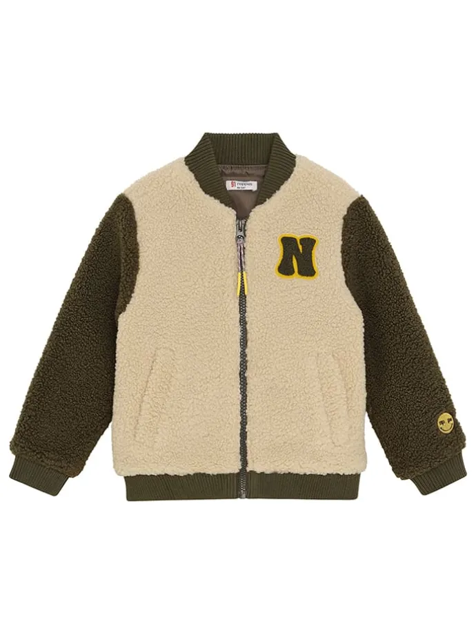 Fleecejacke in Beige/ Grün