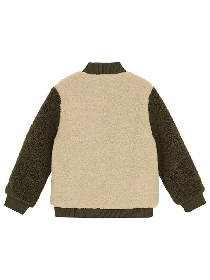 Fleecejacke in Beige/ Grün