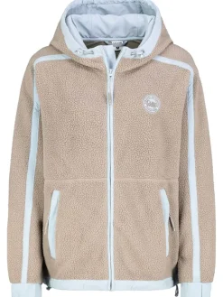 Fleecejacke in Beige/ Hellblau