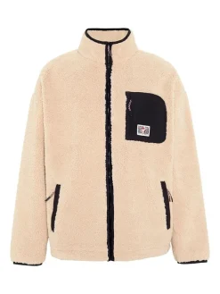 Fleecejacke in Beige/ Schwarz