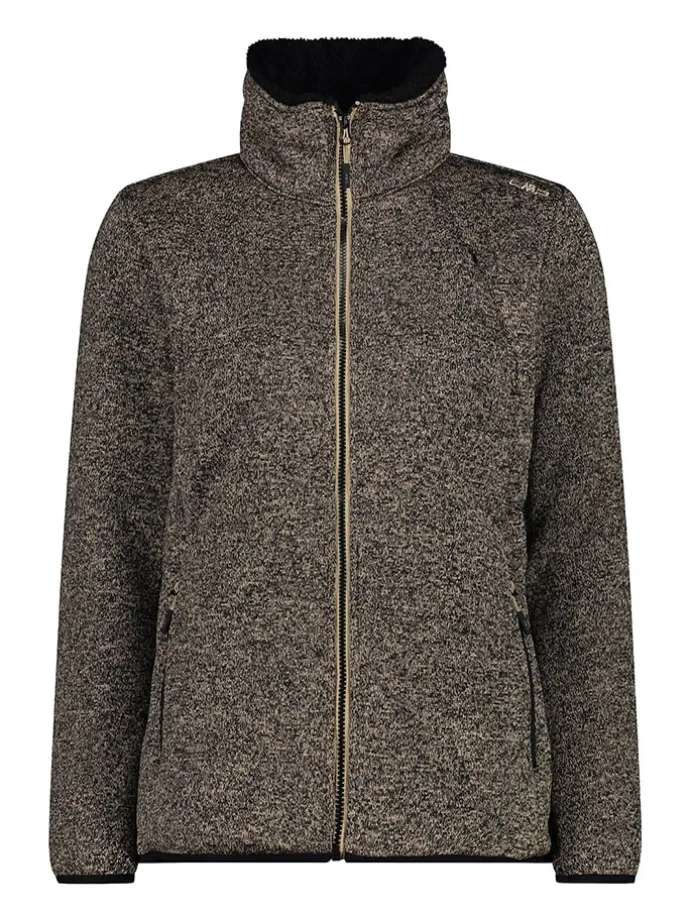 Fleecejacke in Hellbraun/ Schwarz