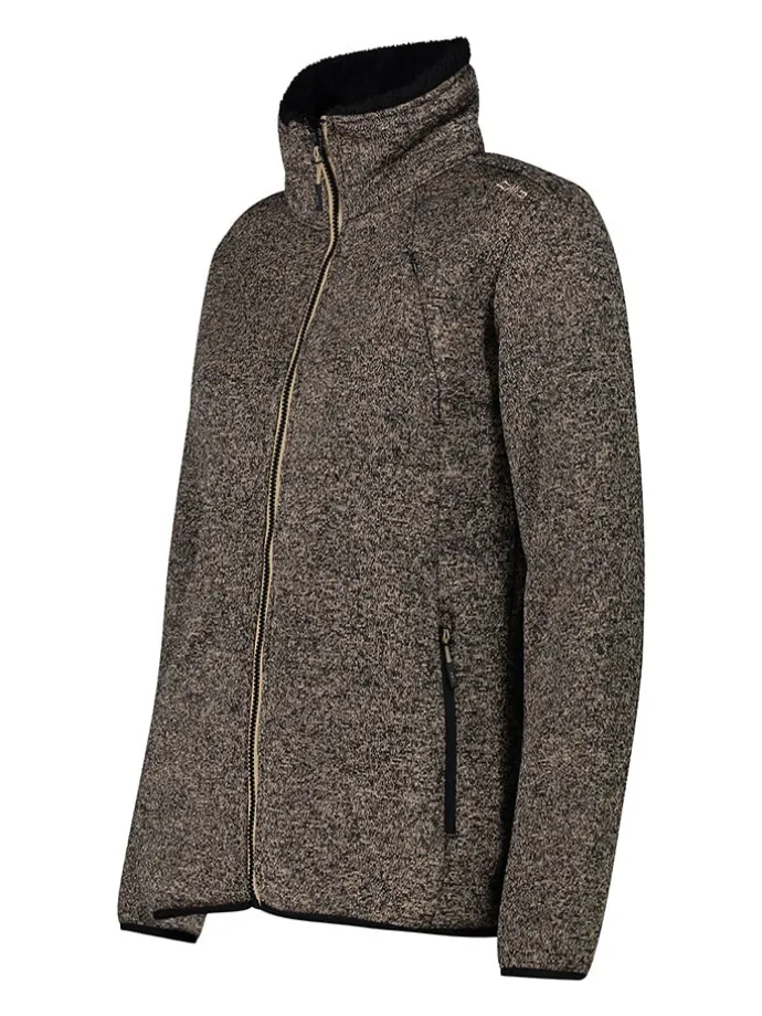 Fleecejacke in Hellbraun/ Schwarz