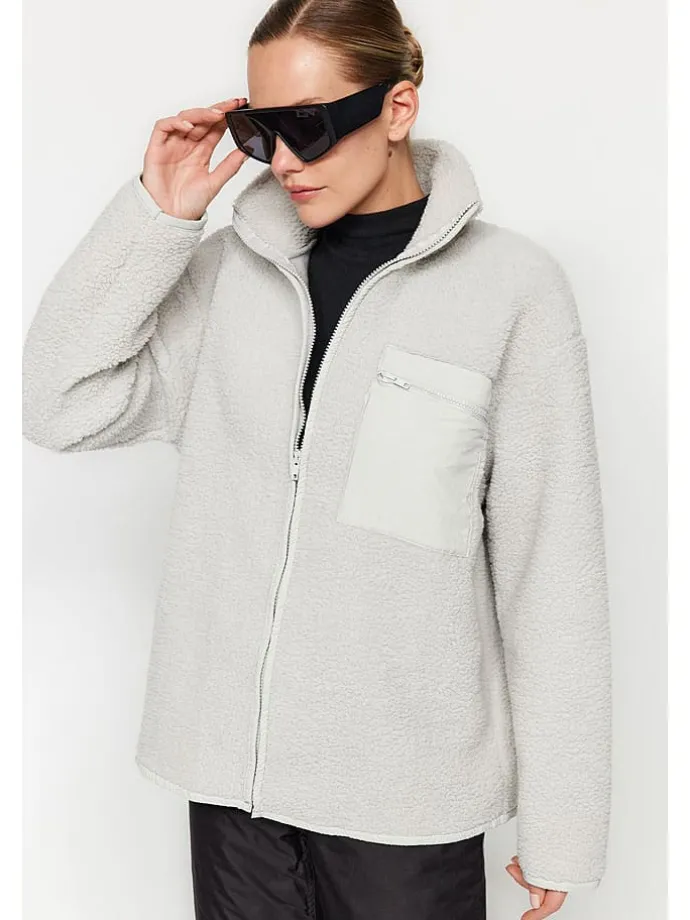 Fleecejacke in Hellgrau
