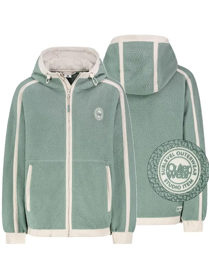 Fleecejacke in Mint/ Weiß
