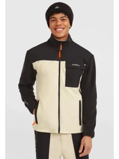 Fleecejacke in Schwarz/ Beige