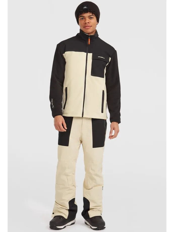 Fleecejacke in Schwarz/ Beige