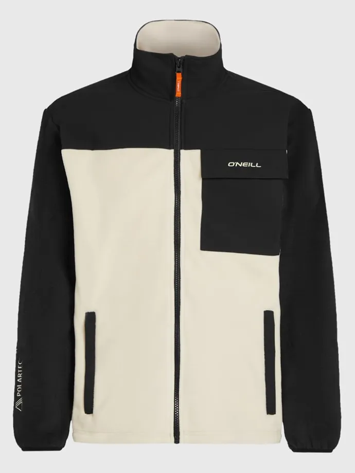 Fleecejacke in Schwarz/ Beige