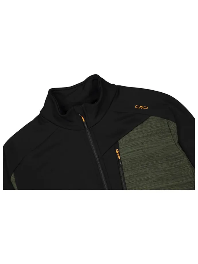 Fleecejacke in Schwarz/ Khaki