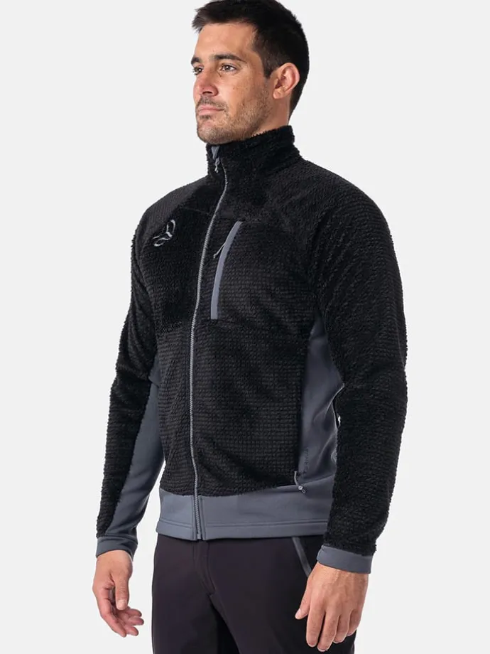 Fleecejacke "Lofter" in Schwarz/ Grau