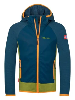 Fleecejacke "Seiland" in Blau/ Khaki/ Orange