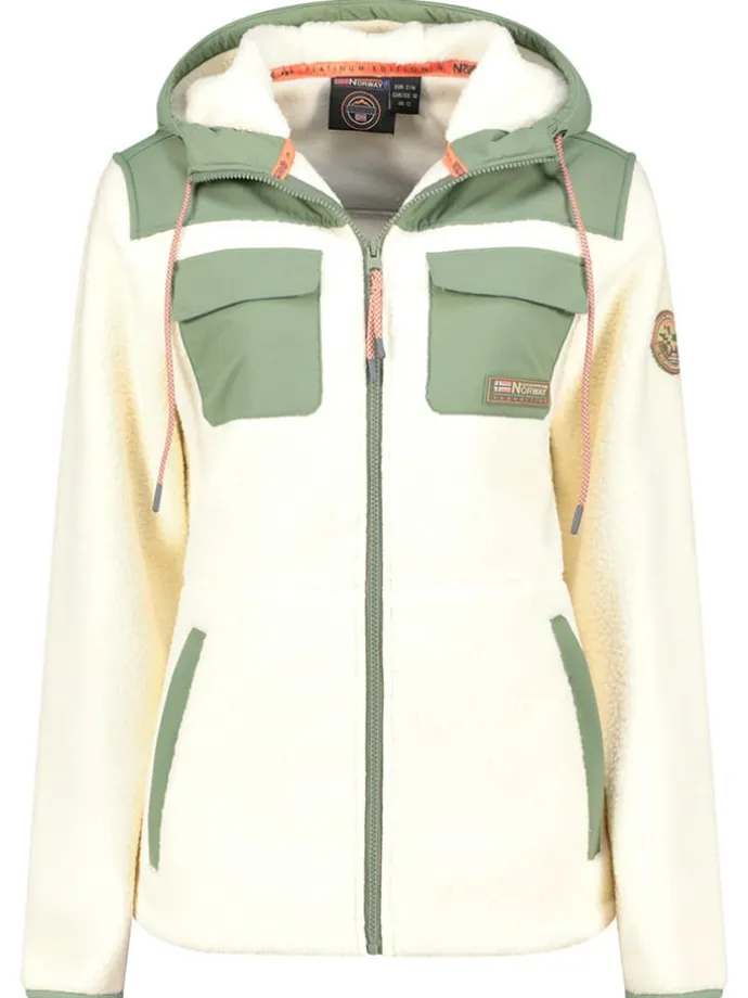 Fleecejacke "Toulouse" in Creme/ Oliv