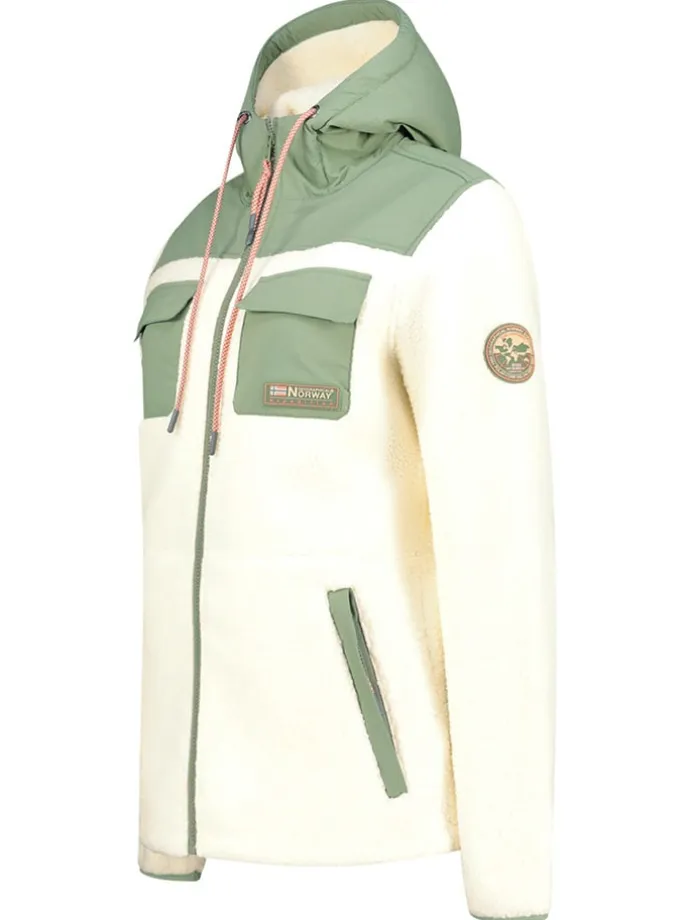 Fleecejacke "Toulouse" in Creme/ Oliv