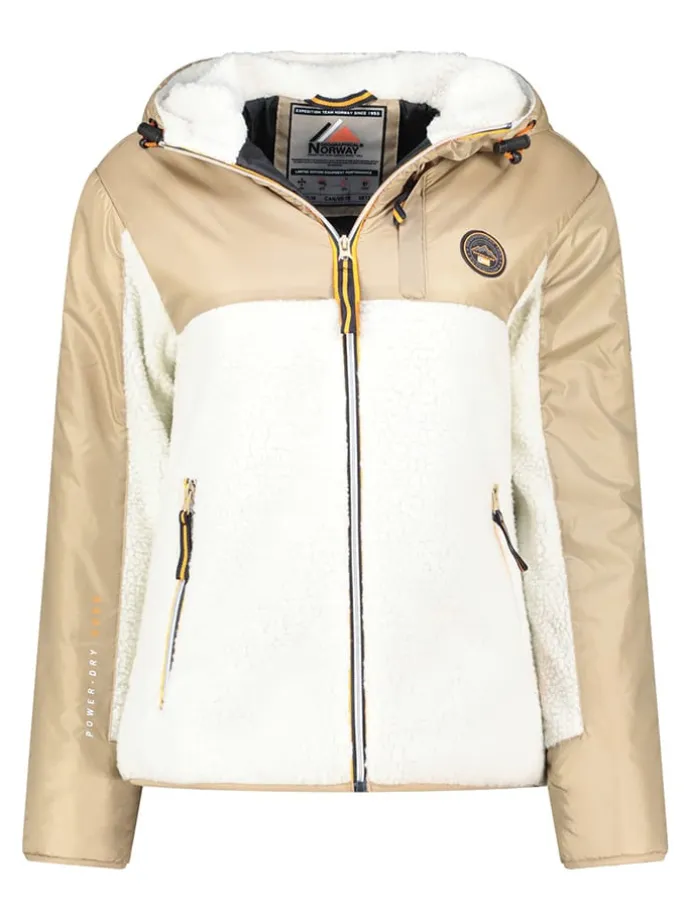 Fleecejacke "Ulyssim" in Beige/ Weiß
