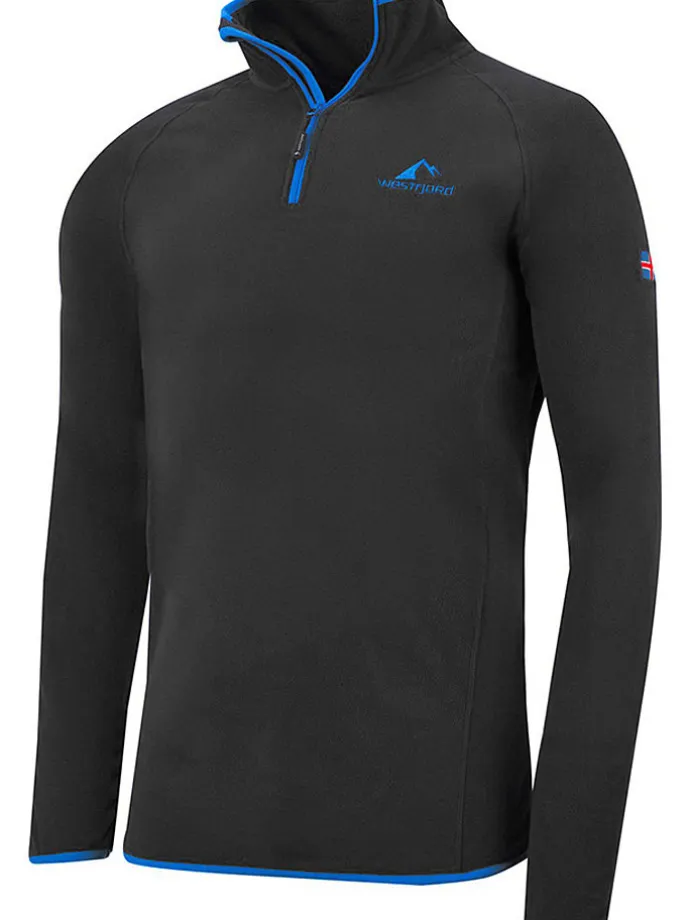 Fleecepullover "Hekla" in Anthrazit/ Blau