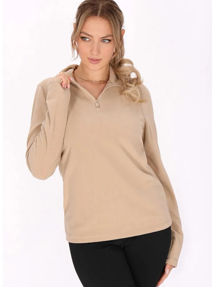 Fleecepullover in Beige