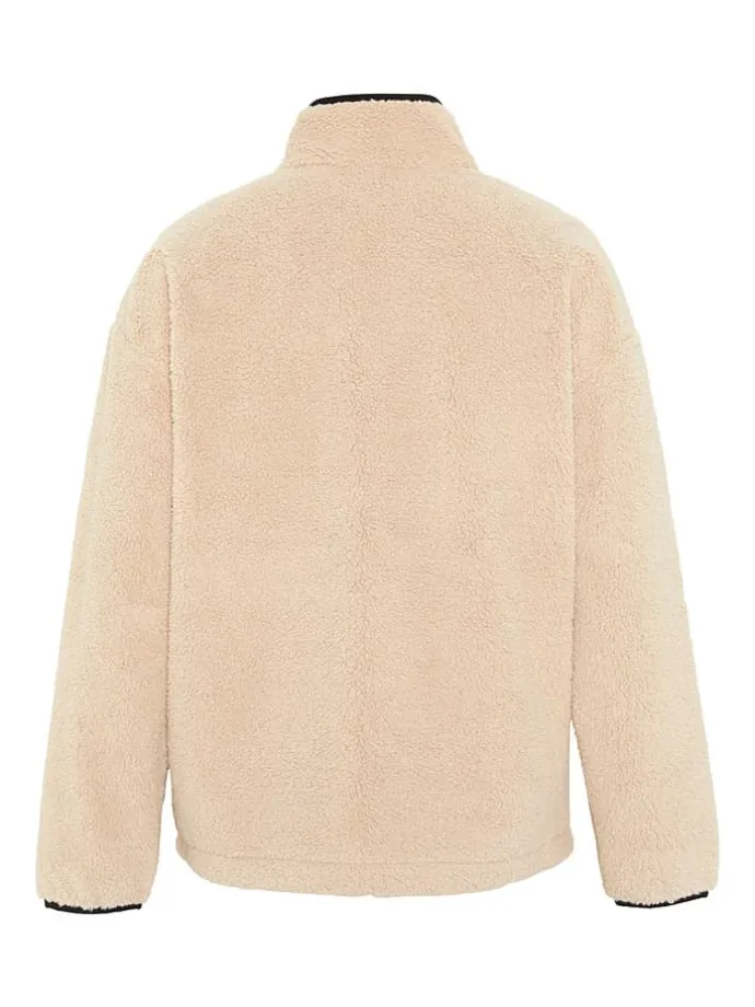 Fleecepullover in Beige/ Schwarz