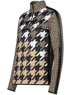 Fleecepullover in Beige/ Weiß/ Schwarz