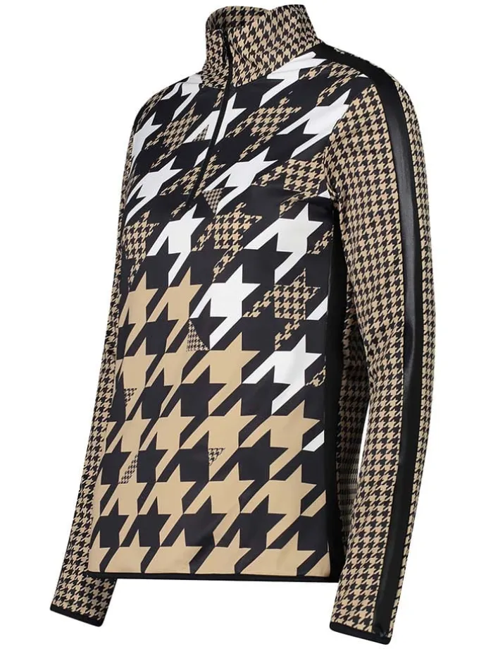 Fleecepullover in Beige/ Weiß/ Schwarz