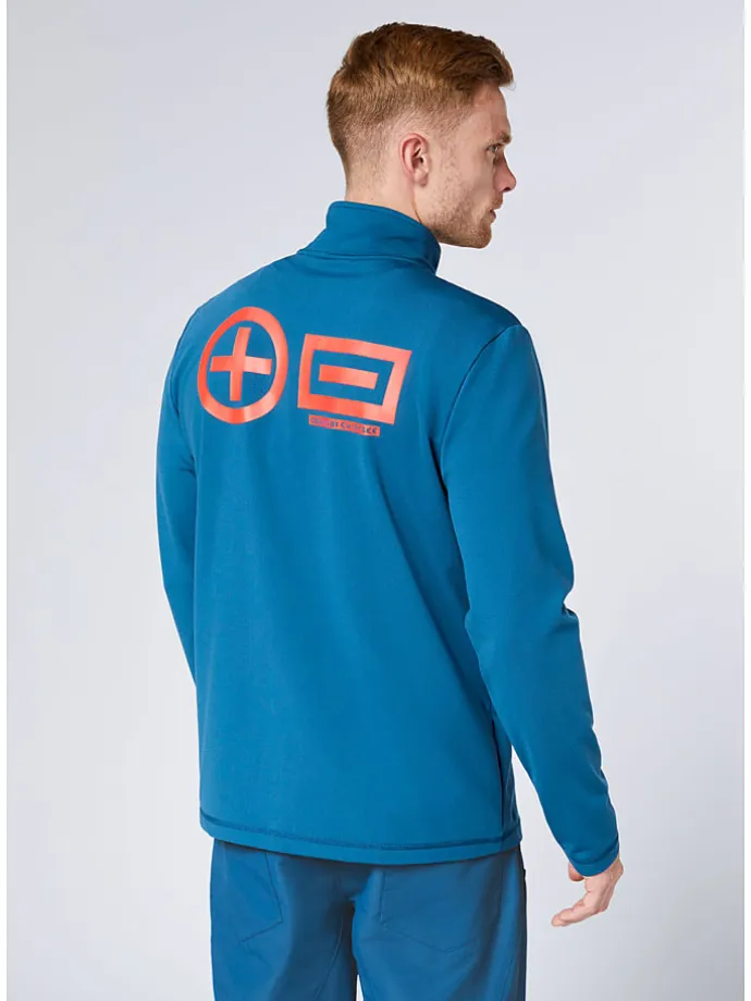 Fleecepullover in Blau/ Orange