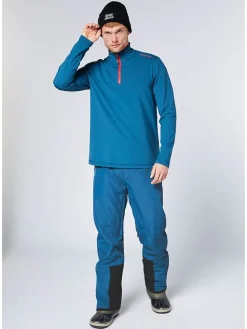 Fleecepullover in Blau/ Orange