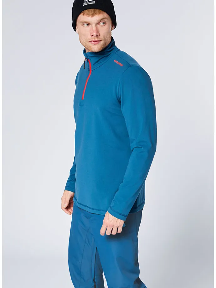 Fleecepullover in Blau/ Orange