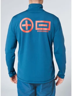 Fleecepullover in Blau/ Orange