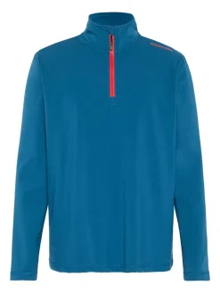 Fleecepullover in Blau/ Orange