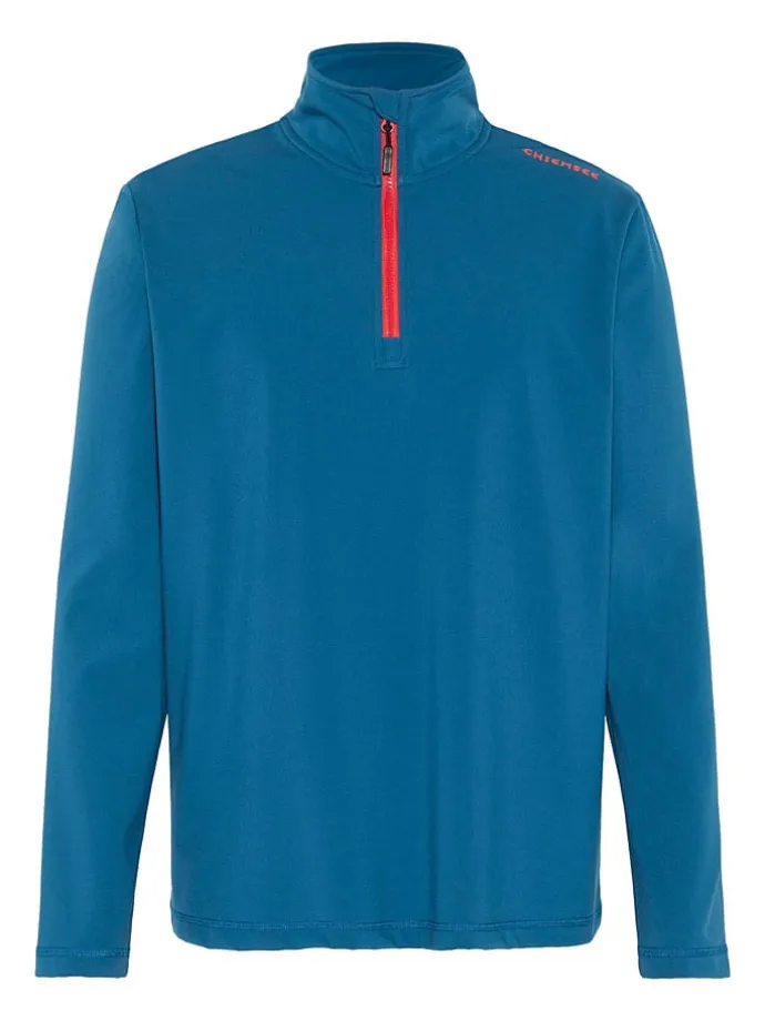 Fleecepullover in Blau/ Orange