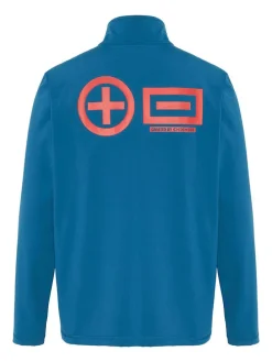 Fleecepullover in Blau/ Orange