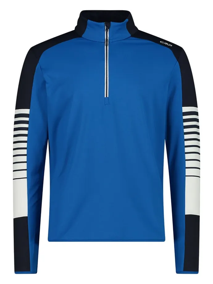 Fleecepullover in Blau/ Schwarz/ Weiß