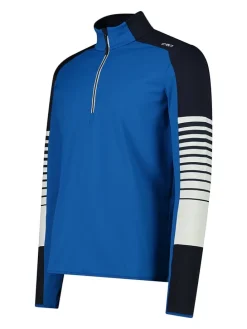 Fleecepullover in Blau/ Schwarz/ Weiß