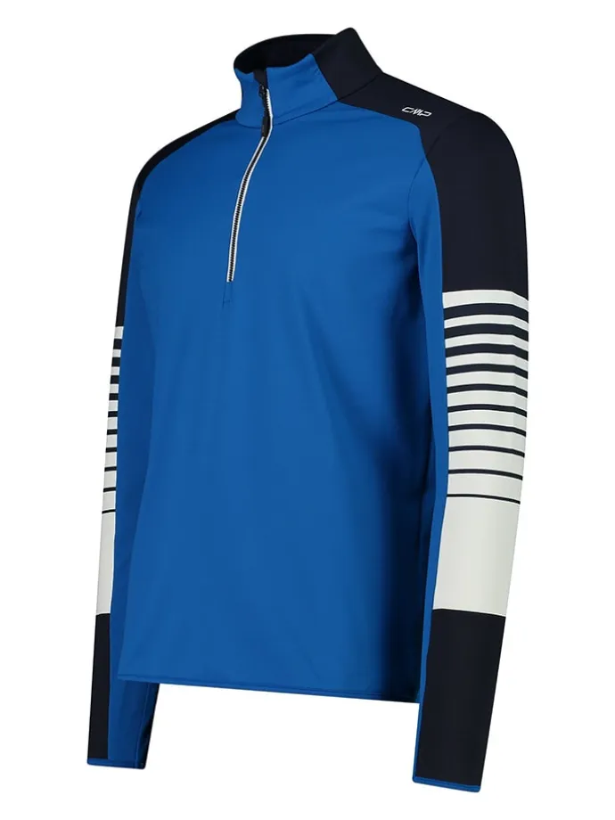 Fleecepullover in Blau/ Schwarz/ Weiß